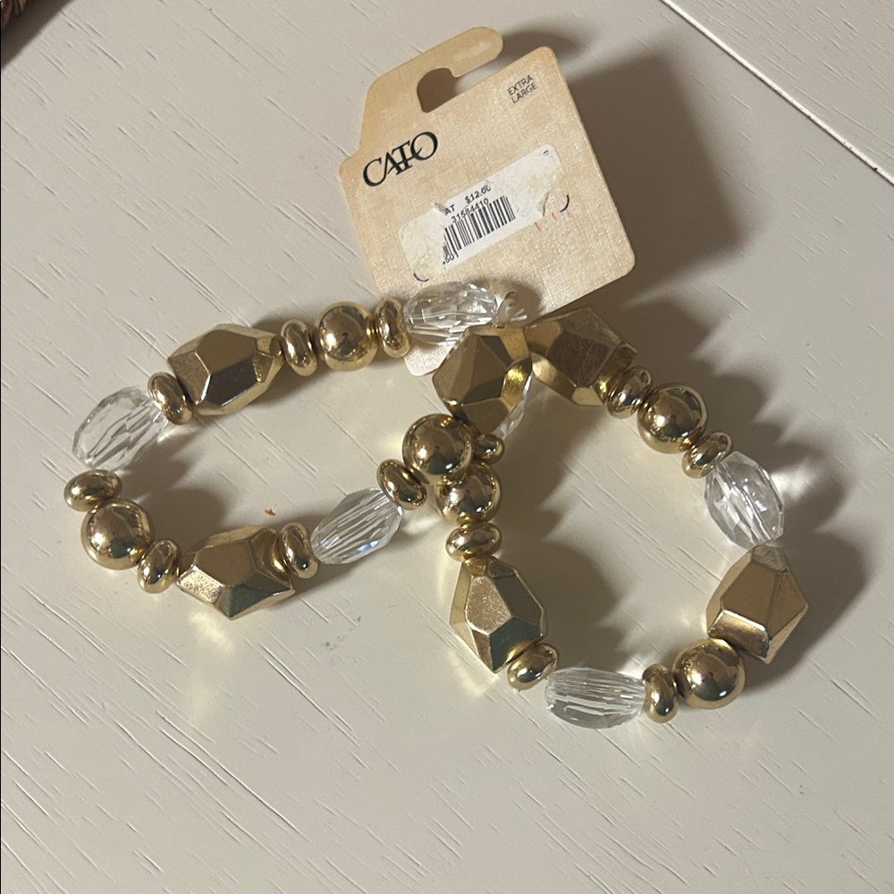 Cato Gold and Crystal Bead Bracelet Duo
